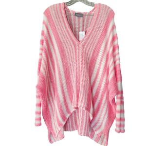 Wooden Ships Beachcomber Sweater S/M Cotton Pink White Pullover Open Knit NWT